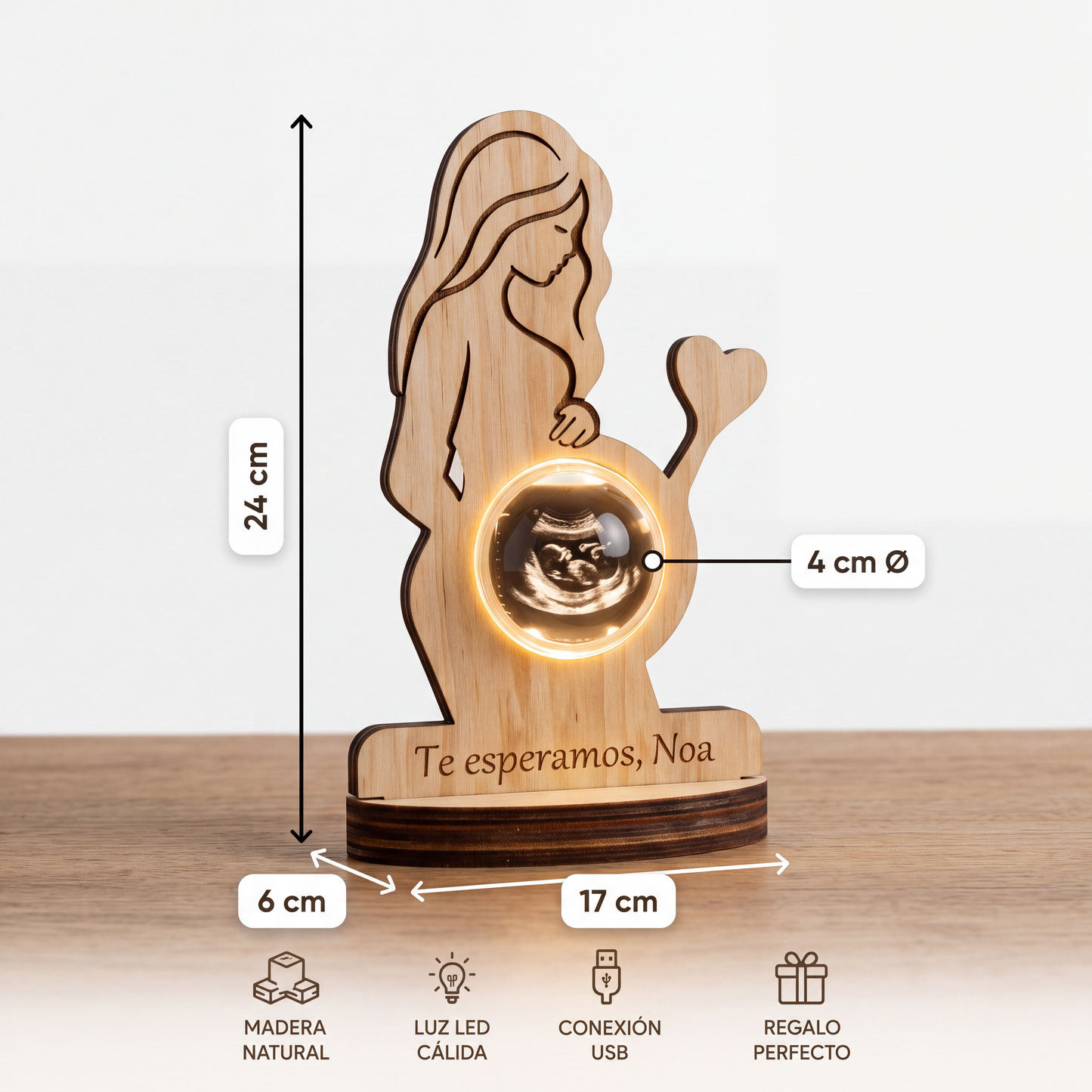 Lámpara LED Personalizada con Ecografía 3D